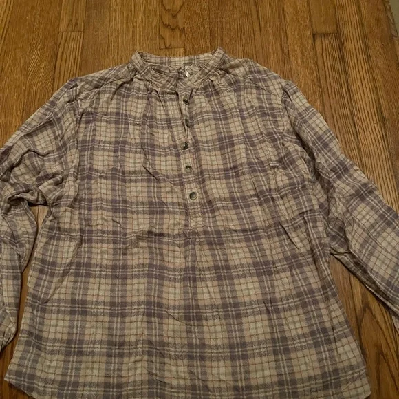 Free People Northern Bound Plaid Shirt in Beige Combo - Picture 2 of 4